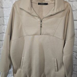 ZESICA Women's Tan Quarter-Zip Pullover